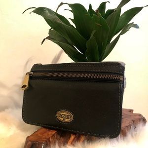 Fossil Explorer Black Leather Clutch Wallet